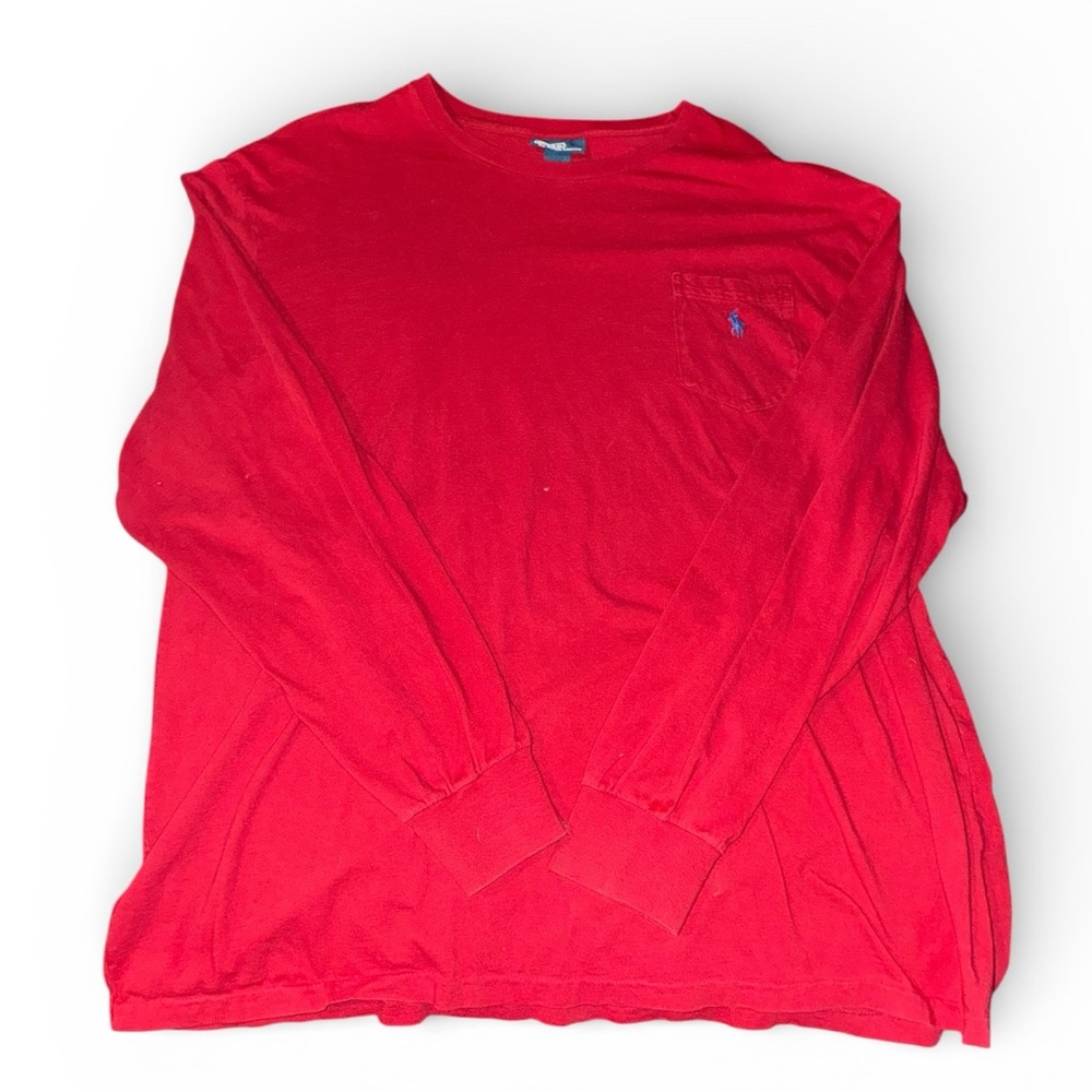 Polo Ralph Lauren Red Long Sleeve Pocket Tee Small Classic Logo XL